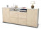 Stil.Zeit Sideboard Ephenia, Korpus Weiss matt, Front Holz-Design Zeder (180x79x35cm) Push-to-Open Technik