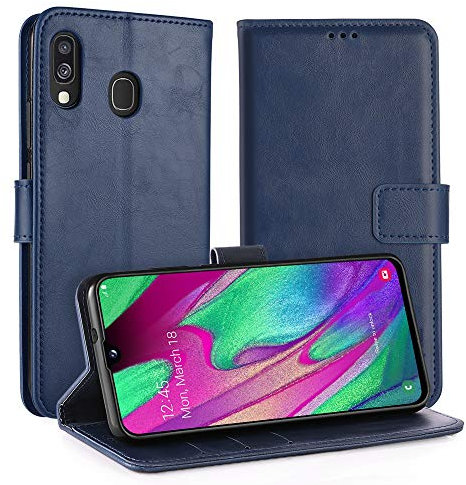 Simpeak Custodia Compatibile per Samsung Galaxy A40 5,9, Cover Compatibile con Samsung A40 in Pelle Portafoglio con Supporto Flip Caso [Supporto Stand] [Chiusura Magnetica], Blu