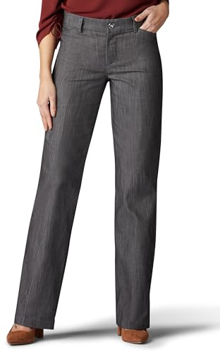 Lee Women's Ultra Lux Comfort with Flex Motion Trouser Pant, Carbon Rinse, 14
