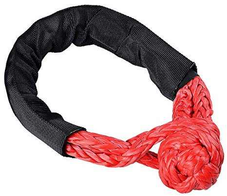 QUATILY Soft-Schäkel, die federleichte, Starke Karabiner-Schlinge, mit Gurtschlauchprotektor für Winden und Außenaktivität (Rot,9mm×55cm)