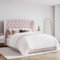 Safina Pink Velvet King Size Ottoman Bed with Winged Headboard