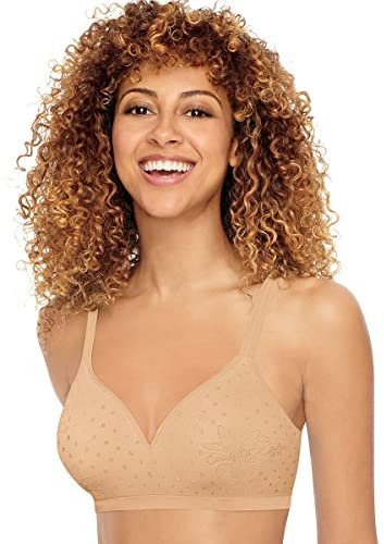 Hanes Women's Ultimate Perfect Coverage Foam Wire-Free Bra Full, Nude Floral, XL