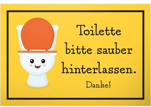 DankeDir! WC sauber hinterlassen - 30 x 20 cm Schild - Deko witzig Gäste WC Gästetoilette Türschild Herren Wand - Klo Schild zum aufhängen Kloschild lustig Toilettenschild Toilette