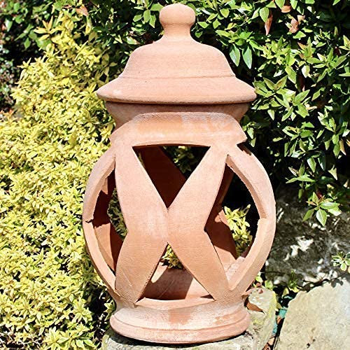 Lanterna Rombo Terracotta (alta 36 cm, diametro 20 cm) da esterno 100% made in Italy lavorato a mano al tornio