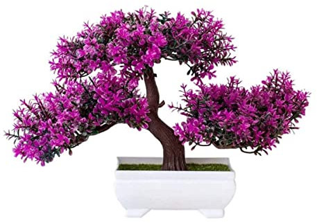 Artificial Bonsai Tree,Simulation Pine Tree Potted Plant, Fake Plant Creative Bonsai Pot Blossom Flower Green Pot Plants Ornaments Home Office Decor