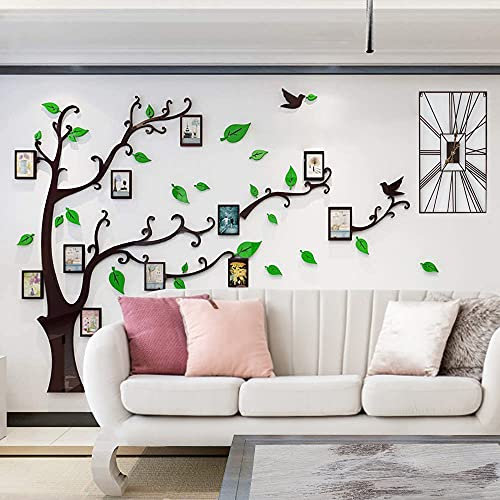 3D Wall Stickers Photo Frame Tree, DIY Acrylic Tree Wall Decal Family Photo Frame Stickers Wall Murals for Living Room TV Background Home Arts Decro