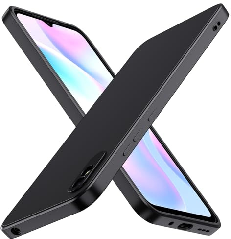 ivoler Silikon Hülle für Xiaomi Redmi 9A / Xiaomi Redmi 9AT mit Kameraschutz, Ultra Dünne Weiche Stoßfest Schutzhülle Flexible TPU Matte Schwarz Handyhülle Kratzfest Case Cover
