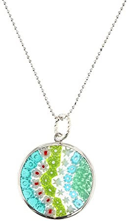 Venetiaurum - Collar para Mujer con Colgante Murrina en Cristal de Murano Original y Plata 925 - Joya Certificada Made In Italy