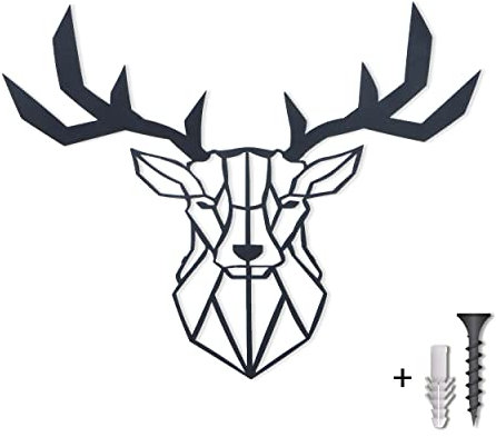 uandu Hirsch Wandbild, hirsch deko, höchste Qualität rostfreier Stahlblech Wand Dekoration, Wandbild metall wanddeko wohnzimmer, moderne Wand Deko schlafzimmer, wanddeko hirsch metall, | Maße: 80x80