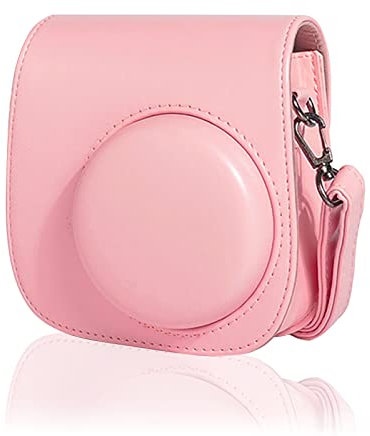 HIUOUIH Tasche Kompatibel mit Instax Mini 11 Kamera Schutzhülle Fujifilm Hülle Sofortbildkameras Huelle aus Weichem Kunstleder Kameratasche Portable Case Abdeckung Abnehmbaren Riemen, Rosa