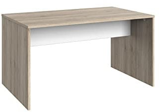 möbelando Schreibtisch Joker aus Spanplatte in San Remo-Eiche-Nachbildung mit Absetzungen in Weiß. Abmessungen (B/H/T) 140x72x70 cm