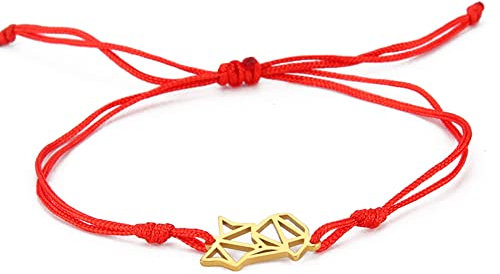 UNIFT Fuchs-Armband Für Frauen, Mädchen, Edelstahl, Aushöhlen, Stil, Einzigartig, Abstrakt, Niedlich, Großer Schwanz, Fuchsseil, Doppeltes Armband, Schmuck, Fuchs-Liebhaber-Geschenk (Gold)