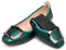 MACHSWON Womens Ballet Flat Slip On Foldable Ballet Flats with Buckle, Portable Ladies Slip On Loafers(Green, Size 6)