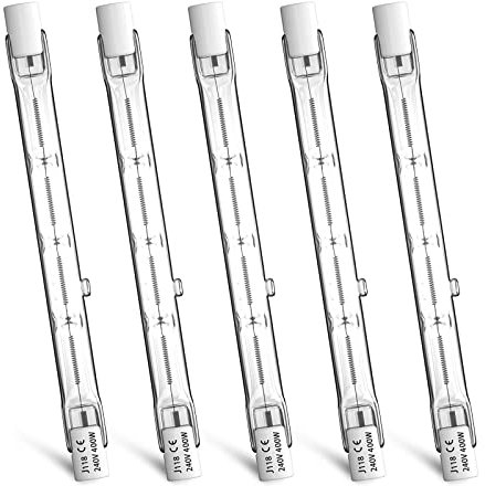 Luxvista Dimmbare R7S 118mm 400W Halogen Glühlampe, Warmweiß 2800K Halogenlampe Bleistiftbirne 7500lm J118 Linear Halogenprojektor für Landschafts beleuchtung, Sicherheit, Stehlampe,5stück