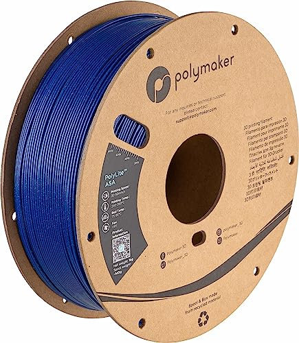 Polymaker ASA Filament 1.75mm Galaxie Blau 1kg Hitze- und Witterungsbeständig 3D Filament ASA 1.75 Perfekt zum Drucken von Funktionsteilen in der Luft