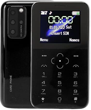 PUSOKEI Mini Téléphone à Carte 1,5 Pouces, Téléphone Portable 3G GSM avec Appareil Photo 5 MP, Double Carte SIM,Batterie 900 MAh, Micro USB,Petit Téléphone de Secours pour