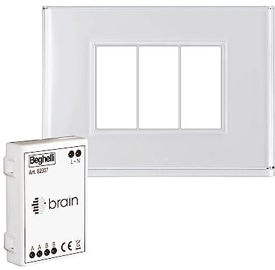 Beghelli - Plaque d'interrupteur - Plaque d'émotions lumineuses avec mesure et contrôle de la température et de l'humidité - Couleur : Blanc