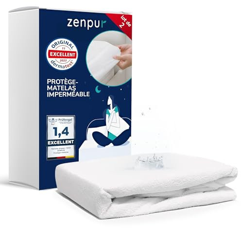 ZenPur Protège Matelas 90x200 Imperméable - Lot de 2 Alèses - Protection Respirante, Certifié Oeko-Tex, Fabrication Européenne