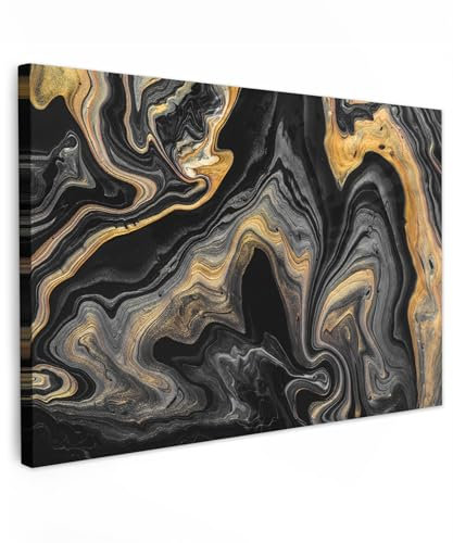 MuchoWow© Bilder 60x40 cm Wohnzimmer Goldene Deko Modern Wandbild Foto auf Leinwand Bild Schlafzimmer Room Decor Geschenke Marmor - Acryl - Gold - Luxe - Abstrakt