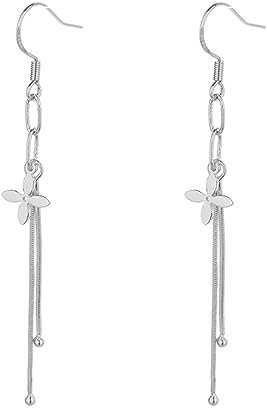 Miancheng 925 Sterling Silber lange Blume Anhänger Ohrringe,lange Klee Hängende Ohrringe für Damen,Frauen,Mädchen(65MM)