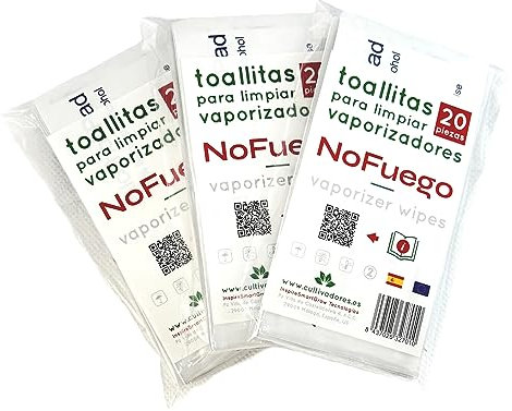 NoFuego | Toallitas para Limpiar Vaporizadores | Pack de 4x20 (Suministro para 6 Meses) | 70% Alcohol Isopropílico | Compatible con Todas las Marcas de Vaporizadores de Hierbas Secas
