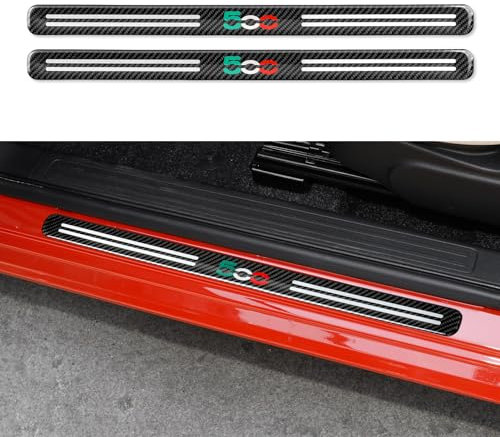 OYDDL Lot de 2 autocollants en fibre de carbone pour seuil de porte de voiture - Compatible avec Abarth Lancia Fiat 500 500e 500c 500l 500l 500 x accessoires