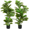 HOMCOM Lot de 2 Plantes artificielles figuiers artificiels à Feuilles Hauteur 110cm avec Pot, Grand Arbre Artificiel pour décoration
