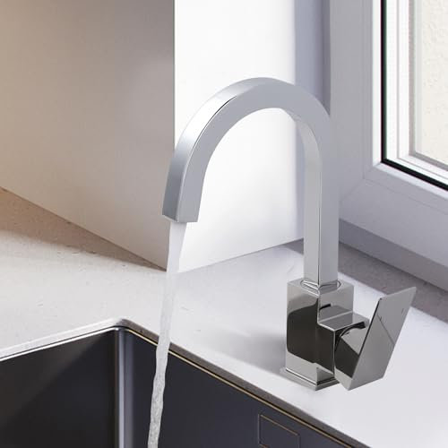 iVIGA Robinet de cuisine pivotant à 360 ° en acier inoxydable haute pression pour cuisine, camping-car, salle de bain, chromé