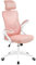 Yaheetech High Back Home Office Chair Ergonomic Swivel Desk Chair with Arms and Height Adjustable Back Support for Home Study or Manager Work White/Pink