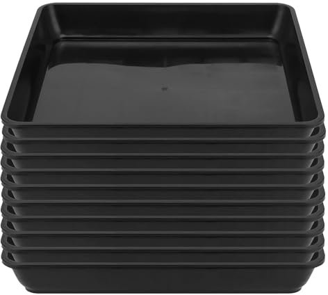 HINS0009 Untersetzer, quadratisch, Kunststoff, quadratisch, 25,4 x 25,4 cm, Schwarz, 10 Stück