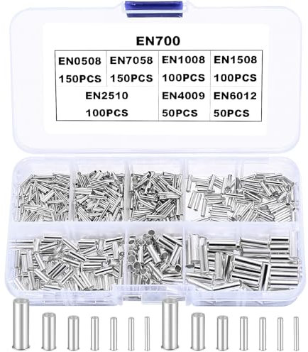 Set de 700 Terminales de Crimpado,Aislados y No Aislados, Kit de Terminales para Cables Eléctricos de 10-22 AWG,0,5,0,75, 1, 1,5, 2,5, 4,0, 6,0mm²
