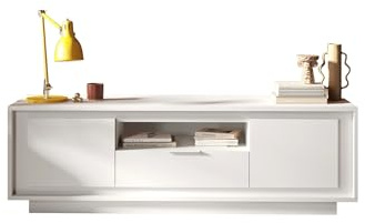 möbelando Lowboard >Siena< 2 Türen, 1 Schub, 1 Fach, Weiss Lack matt - 180x58x50 (BxHxT)