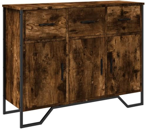 vidaXL Sideboard, Kommode mit Stauraum, Anrichte Schrank Metallbeine, Beistellschrank Mehrzweckschrank Highboard, Modern, Räuchereiche Holzwerkstoff
