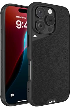 Mous for iPhone 16 Pro Case MagSafe Compatible - Limitless 6.0 - Black Leather - Protective Shockproof Phone Cover