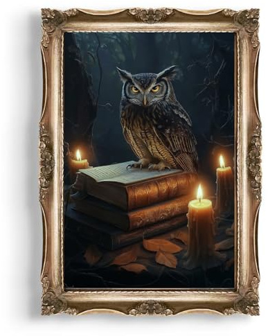 Vintage-Eulen-Druck, Wandkunst, Gothic-Eulen-Druck, dunkle Eulen-Poster, Kunst, Wildvogelbilder, stimmungsvolle Eulen-Druck, abstrakte Vogelmalerei, Vintage-Tierkunst, dunkle Stimmung, Leinwand, Eule,