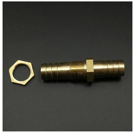 Fit 6 8 10 12 13 14 16 19 25mm Hose Barb Brass Bulkhead Hosetail Pipe Fitting Connector Water Gas Fuel Pipe Fitting(Raw Color,16mm)
