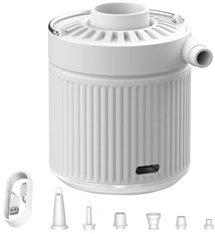 Pompe à air électrique – Gonflage rapide – Pompe portable pour piscine – Petite pompe à air haute pression – Compresseur d'air portable, pompe électrique polyvalente pour camping, radeaux – Blanc