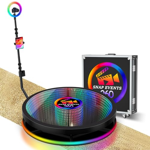 360 Photo Booth Machine for 1-4People/39.6“，Auto Spin 360 Photo Booth with Flight Case, 360 Booth Video with Remote Control RGB Ring Light, Free Custom Logo (40.2)