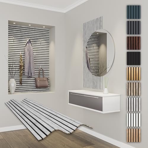 HEXIM Akustikpaneele 118x60cm Holz Comfort - flexible Holzpaneele Platten Lamellenwand MDF Wandpaneele Lamellenverkleidung Wandverkleidung schalldämmend (0.71m² Chicago Concrete)