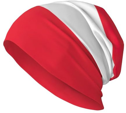 JEJEA Beanie-Mütze mit österreichischer Flagge, warm, gestrickt, weich, hautfreundlich, für Damen und Herren, Schwarz, Schwarz , Einheitsgröße
