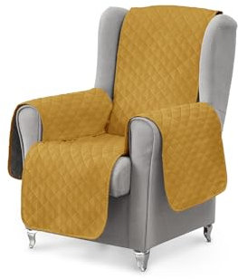 Textilhome Sofaschoner Relax Luka – Sofa- & Sesselschoner für 1-Sitzer (55 cm), gepolstert & wendbar, Sofaüberwurf und Sofaschutz in Senfgelb, Oeko-TEX® Zertifiziert