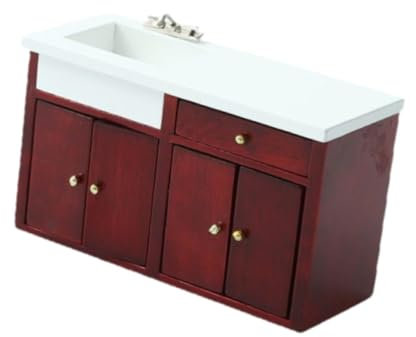 harayaa Gabinete de muñecas con cajón de Madera para Cocina en Escala 1/12, Rojo