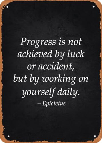 Stoic Motivation Progress Stoic Zitat Poster Vintage Metallschild 30,5 x 40,6 cm lustige Motivation Zitate Männerhöhle dekorativ