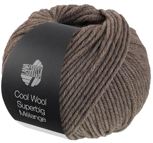 LANA GROSSA Meilenweit Superbig Melange | Extrafeine Merinowolle, waschmaschinenfest und filzfrei | Handstrickgarn aus 100% Schurwolle (extrafine) | 50g Wolle zum Stricken & Häkeln | 80m Garn FB 213