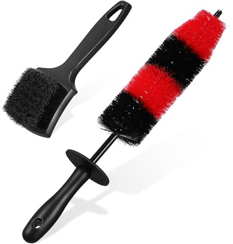 POPETPOP Set Spazzole per Pneumatici e Pulizia Cerchi Auto Testa Flessibile, Setole Rigide, Impugnatura Ergonomica per Lavaggio Dettagliato e Manutenzione Veicoli