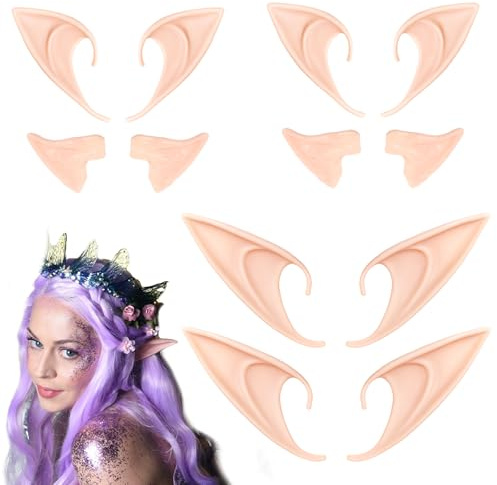 Fairy Pixie Feenohren, Cosplay, spitze Ohrspitzen, weiche Feenohren, Anime-Kostüm, Make-up, Halloween, Pixie-Ohren, Party, Verkleidung, Zubehör für Elfen, Maskerade, Weihnachten, Damen, Ornamente, 6