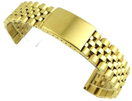 ROUREOX Herren 316L Edelstahl Armband, Metall Gerades Ende, Ersatz Uhr Zubehör für Rolex Datejust-Gold 18MM