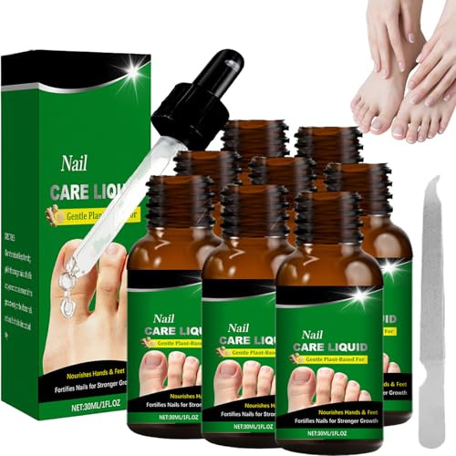 Ingwer Nagelpflege Essenz Serum mit Teebaumöl, Nagelhautöl für Hand und Fuß, Nagelstärker für brüchige Nägel, Schnell einziehendes Nagelpflege-Serum mit Feile 30ml Reisegröße (8pcs)