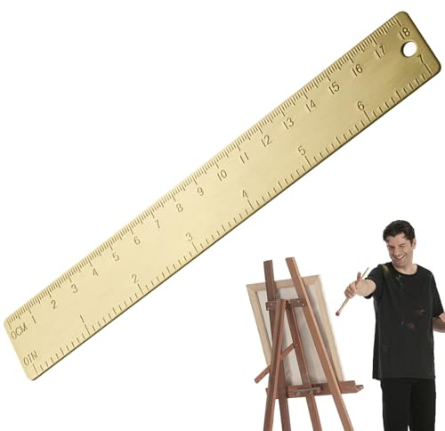 Messlineal aus Metall – 18 cm multifunktionales präzises Vintage-Werkzeug | gerades Lineal mit Loch – für Länge, Breite, Höhe, Studenten, Ingenieure, Zeichnen, Schneiden und Kreieren