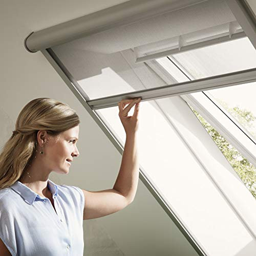 Original VELUX Insektenschutz Rollo ZIL U04 0000 für Lichte Dachauschnitte bis 64 x 240 cm mit Aluminium Führungsschienen und grauem Netzstoff